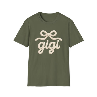 Gigi Script Bow T-Shirt — Cute Grandma Gigi Gift