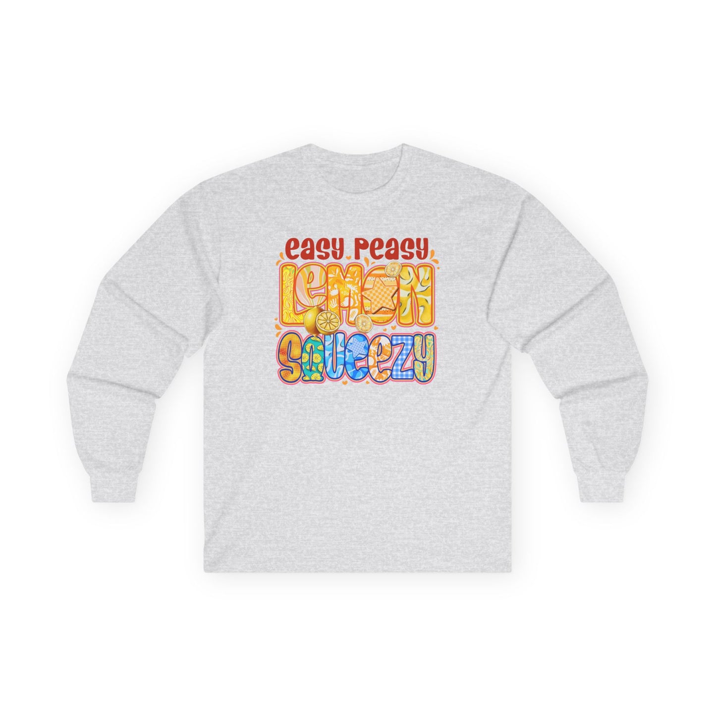 Easy Peasy Lemon Squeezy Long Sleeve Tee — Retro Colorful Graphic Shirt