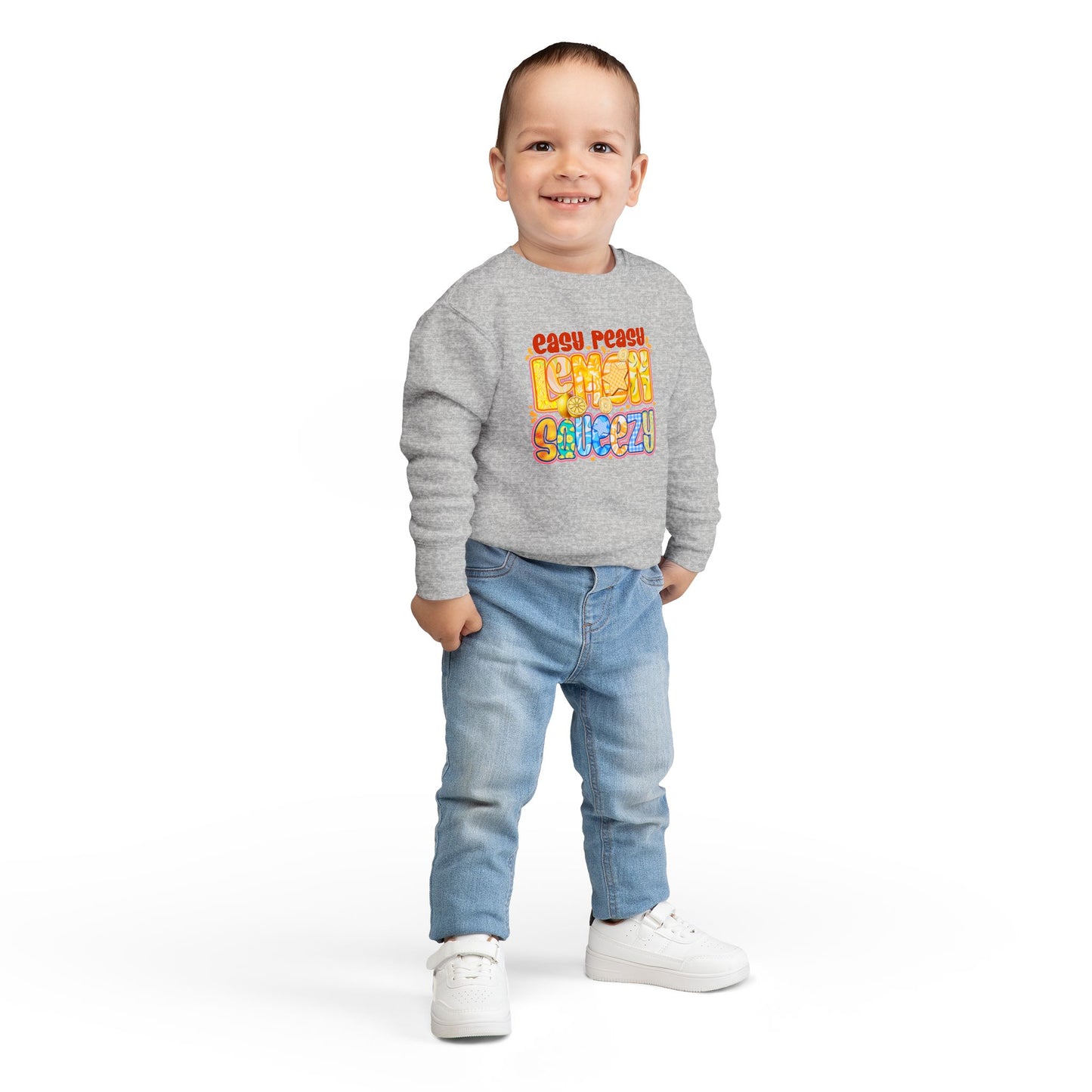 Toddler Sweatshirt - "Easy Peasy Lemon Squeezy" Colorful Retro Graphic