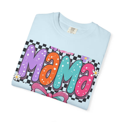Mama Graphic T-Shirt — Colorful Retro Bow Design- COMFORT COLORS