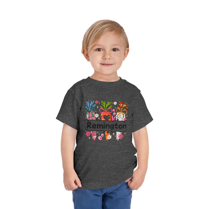 Personalized Toddler Tee — Colorful Easter Carrot Gnome Name Shirt (Remington)