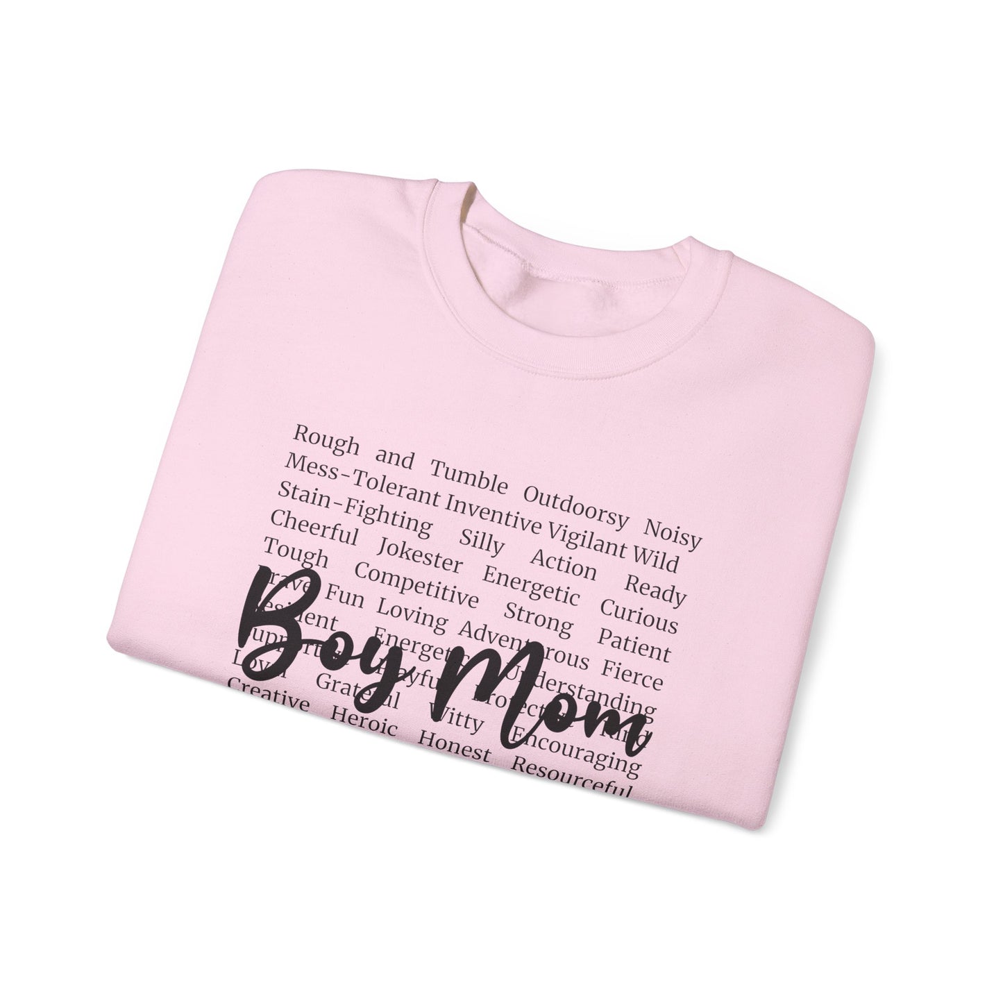 Boy Mom Crewneck Sweatshirt — Script Text Design for Proud Mothers