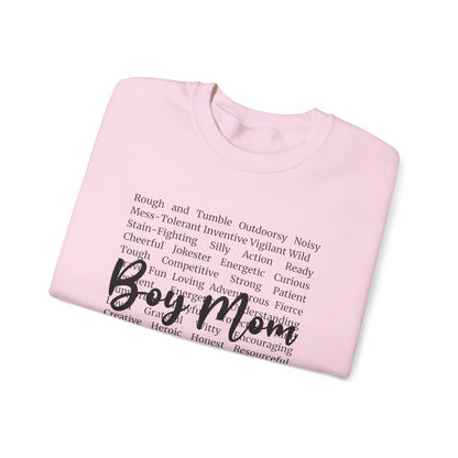 Boy Mom Crewneck Sweatshirt — Script Text Design for Proud Mothers