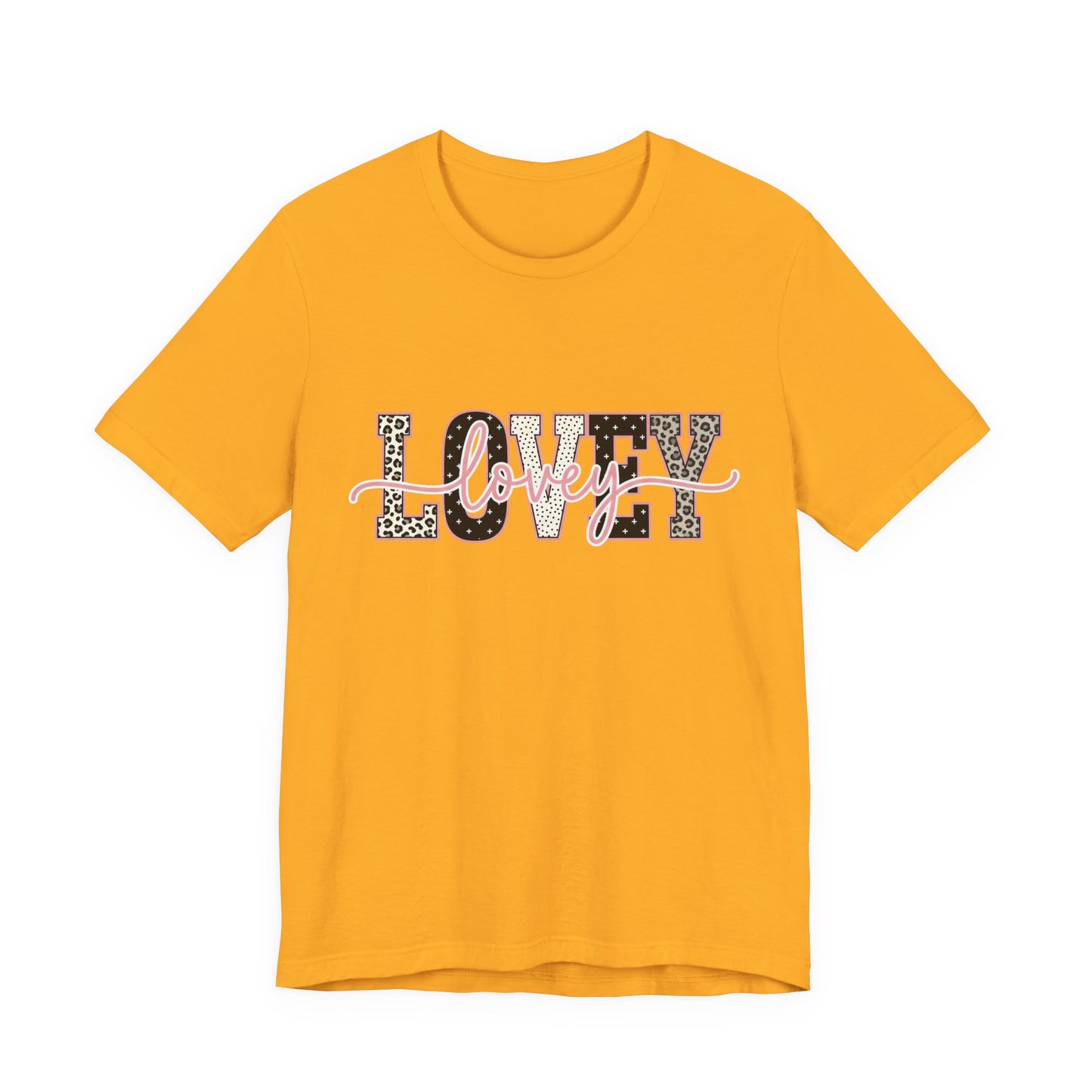 Lovey Mom T-Shirt — 'Lovely' Script Over 'MOM' Leopard Print Tee