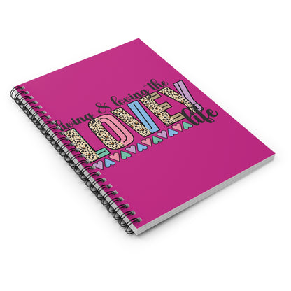 Lovely Life Spiral Notebook — Ruled Pink Journal with Bold Leopard & Heart Design