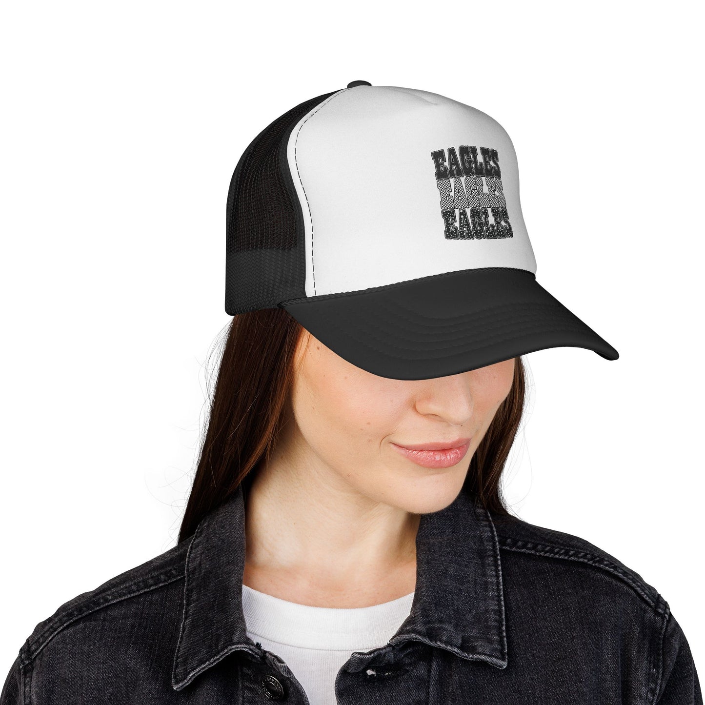 Eagles Stacked Graphic Trucker Cap – Vintage Sports Mesh Hat