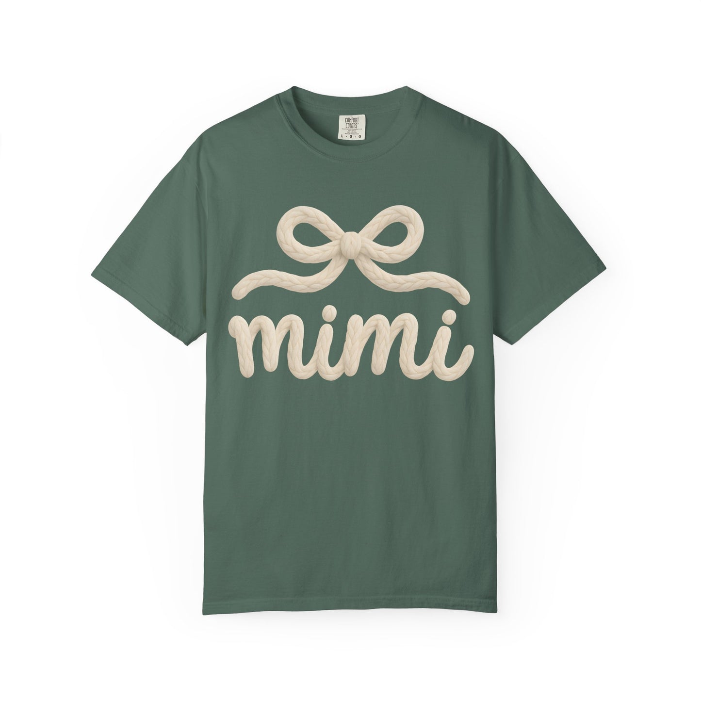 Mimi Bow Script T-Shirt — Soft Cream Knit Lettering Gift Tee