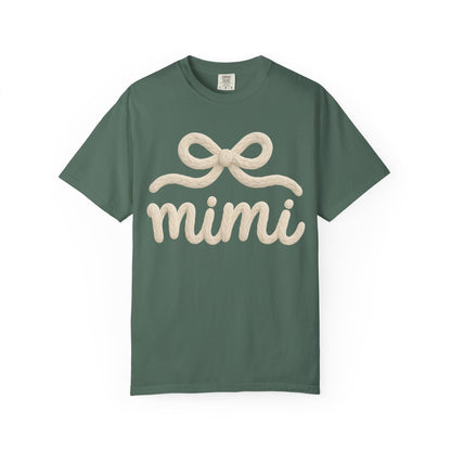 Mimi Bow Script T-Shirt — Soft Cream Knit Lettering Gift Tee