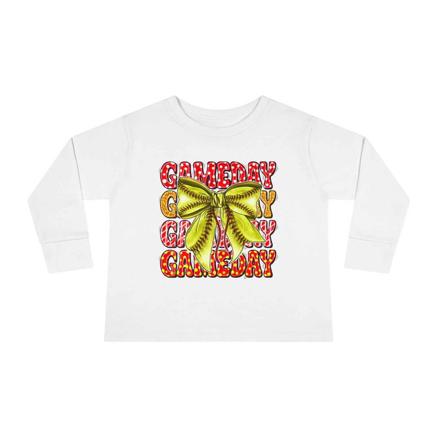 Gameday Toddler Long Sleeve Tee – Cheer Bow Football Fan Shirt
