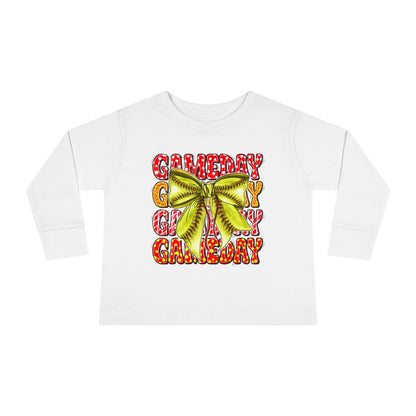 Gameday Toddler Long Sleeve Tee – Cheer Bow Football Fan Shirt