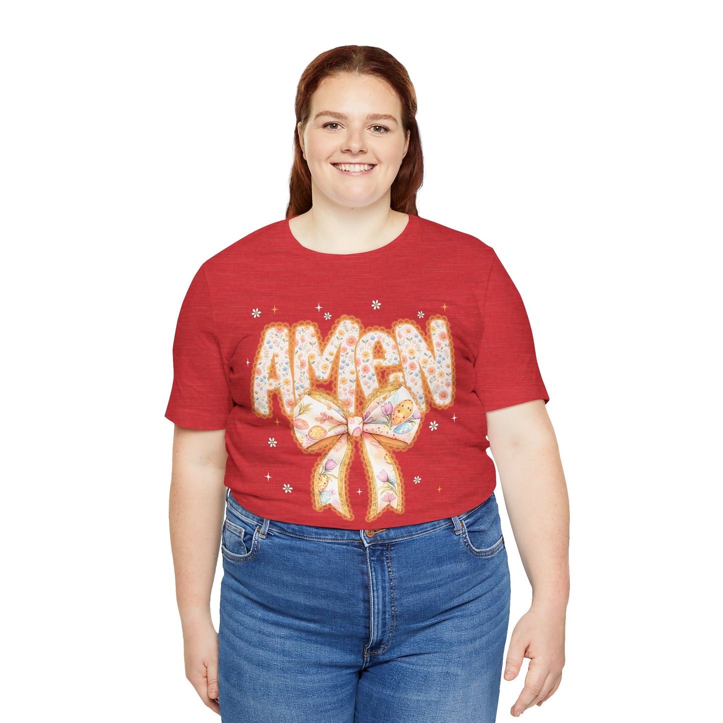 Amen Floral Bow T‑Shirt — Pastel Faith Graphic Tee