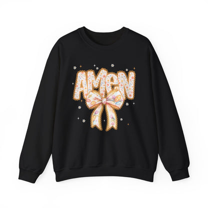 Crewneck Sweatshirt — 'AMAW' Pastel Bow Glitter Graphic