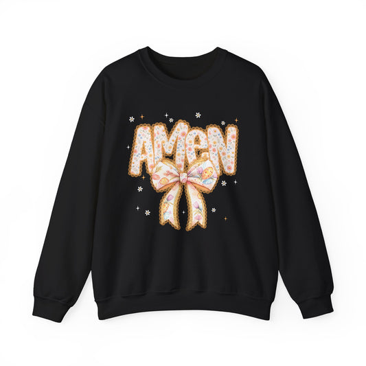 Crewneck Sweatshirt — 'AMAW' Pastel Bow Glitter Graphic