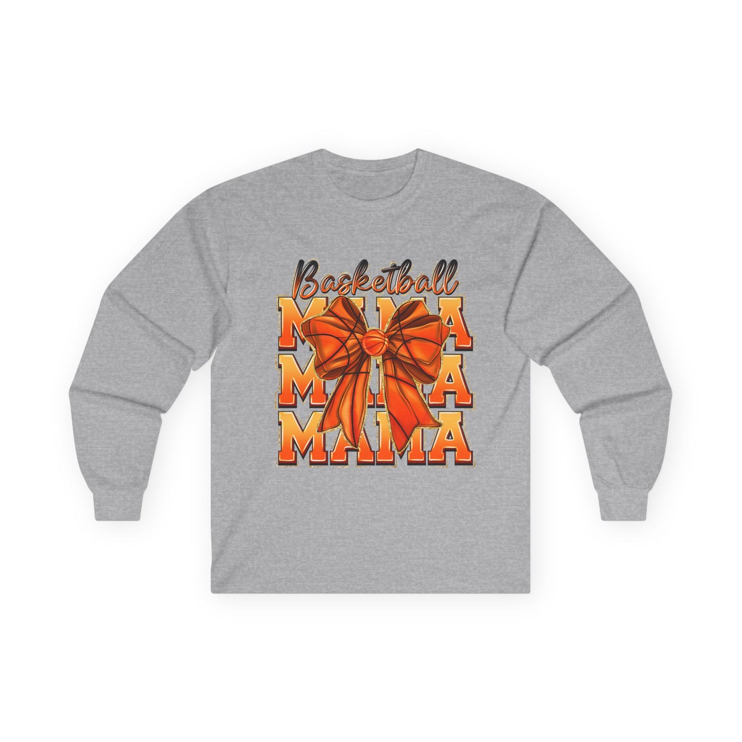 Basketball Mama Long Sleeve Tee — Orange Bow Mom Shirt
