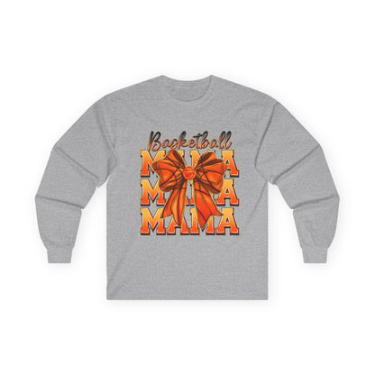Basketball Mama Long Sleeve Tee — Orange Bow Mom Shirt