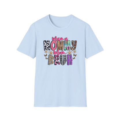 Mommy Brűh Graphic T-Shirt — Colorful Leopard & Floral Mom Shirt