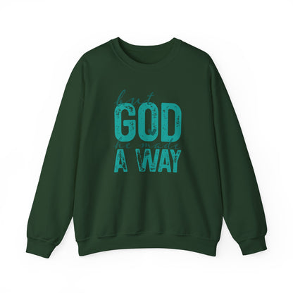 Christian Crewneck Sweatshirt — "But God He Made A Way" Inspirational Pullover