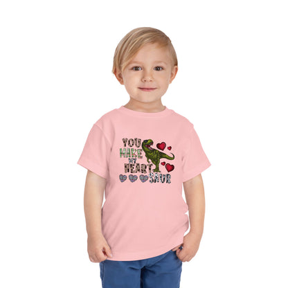 Toddler Tee — "You Make My Heart-Saur" Dinosaur Valentine Shirt