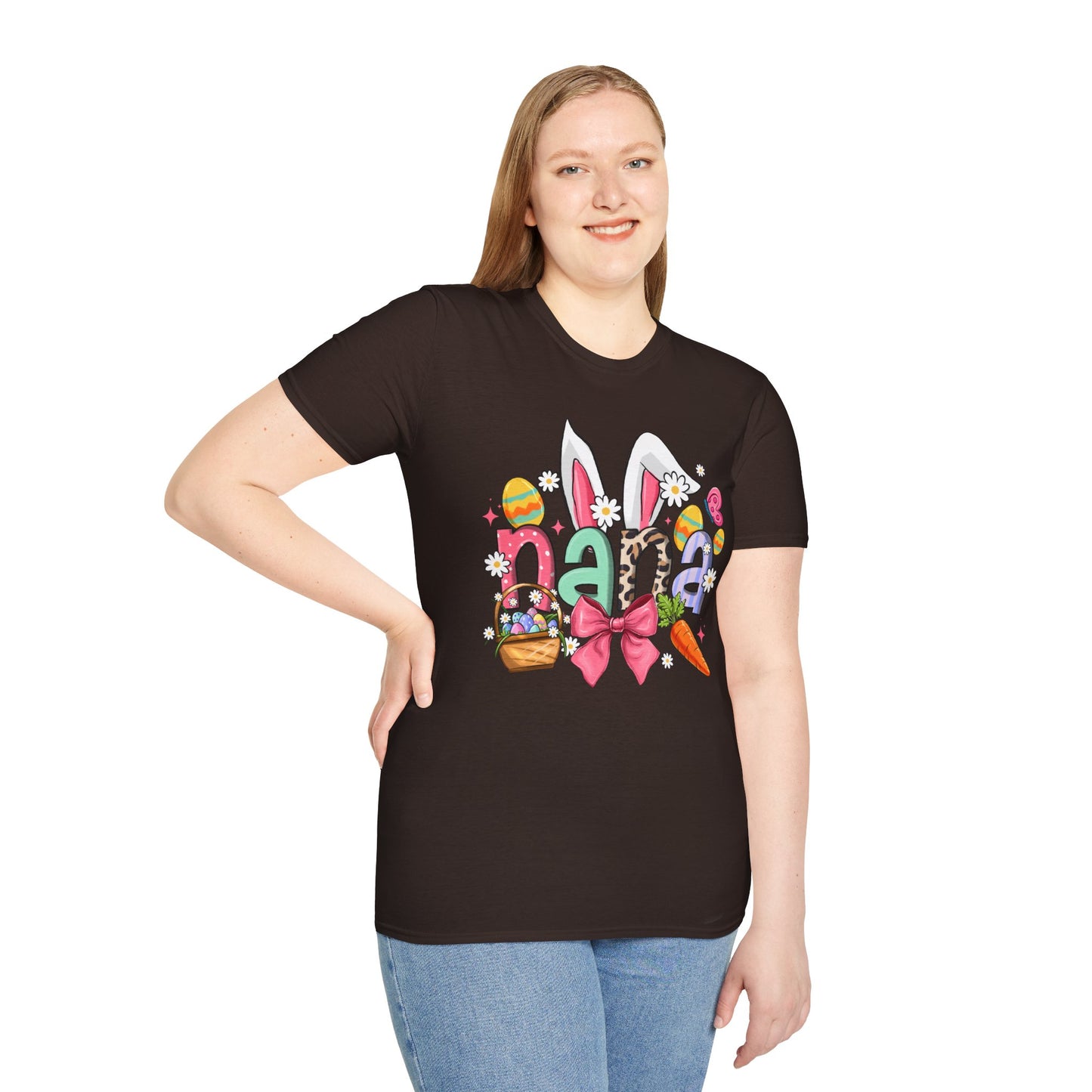 Nana Easter Bunny T-Shirt — Cute Spring Floral & Basket Design