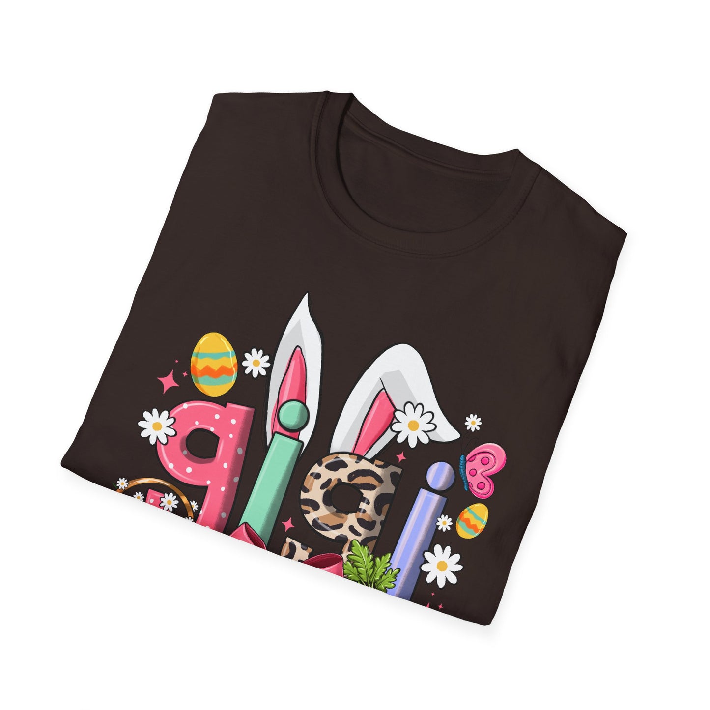 Easter Girl Bunny Tee – Floral Eggs, Carrot & Pink Bow Graphic T-Shirt