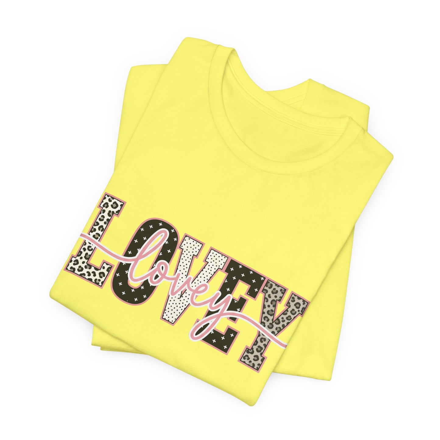 Lovey Mom T-Shirt — 'Lovely' Script Over 'MOM' Leopard Print Tee