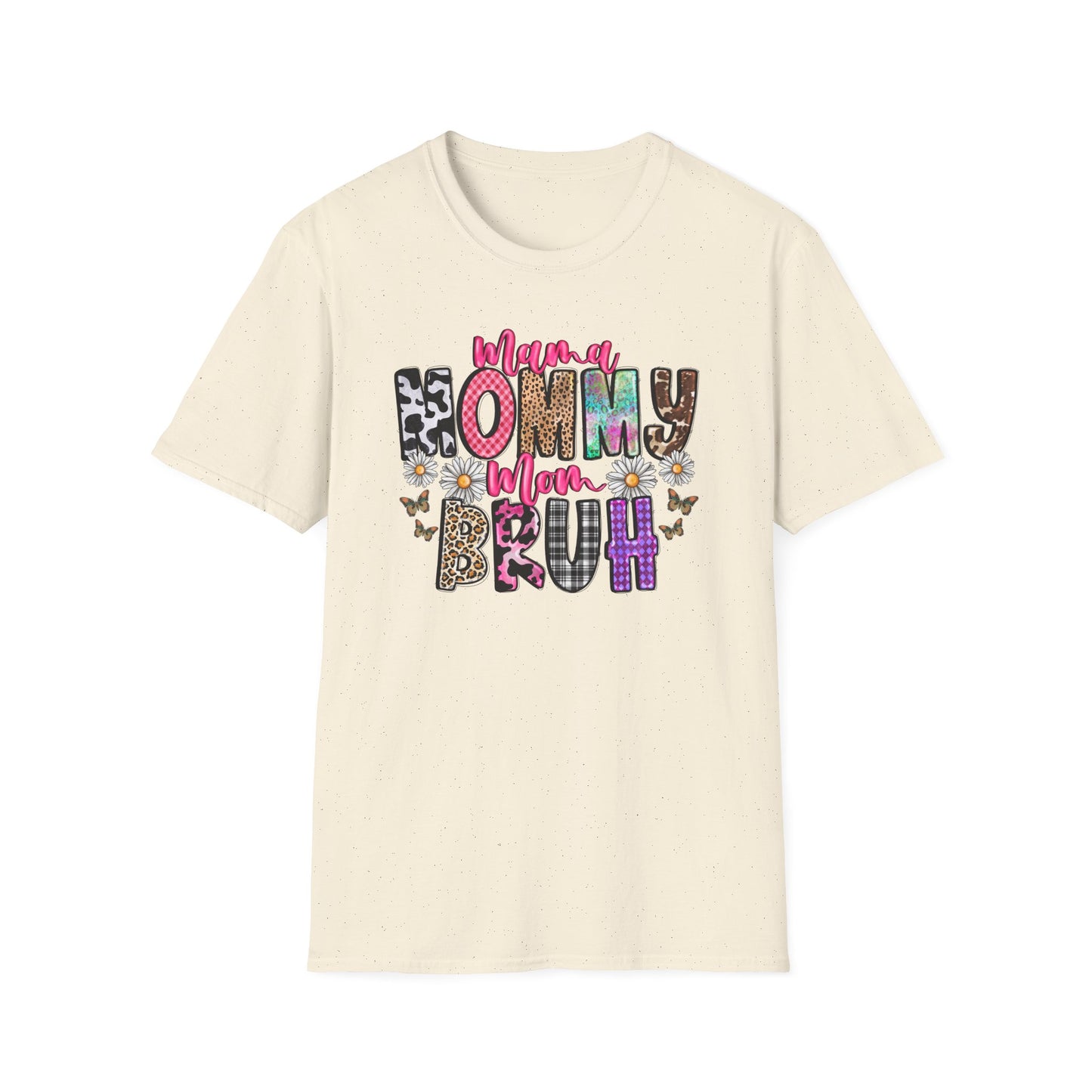 Mommy Brűh Graphic T-Shirt — Colorful Leopard & Floral Mom Shirt