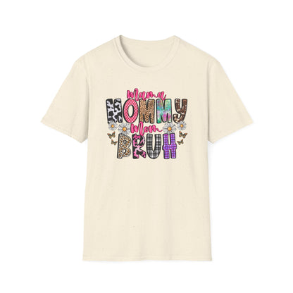Mommy Brűh Graphic T-Shirt — Colorful Leopard & Floral Mom Shirt