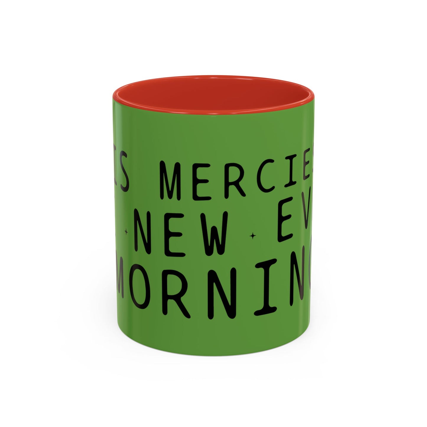 Green Accent Coffee Mug — "New Mercies Every Morning" Inspirational Tea & Coffee Cup