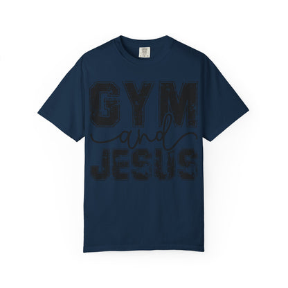 Gym and Jesus T-Shirt – Faith & Fitness Graphic Tee- COMFORT COLORS