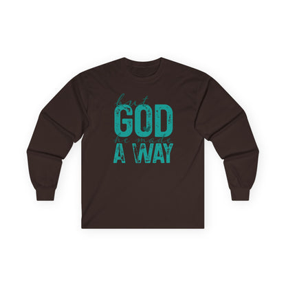 Long Sleeve Tee — 'But God Made A Way' Inspirational Faith Shirt
