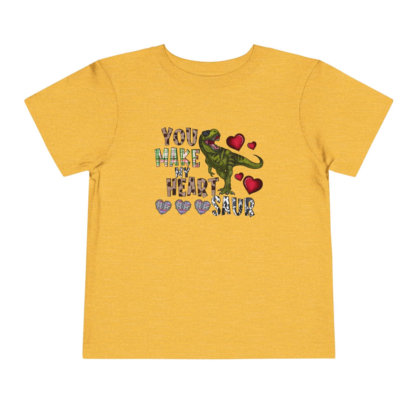 Toddler Tee — "You Make My Heart-Saur" Dinosaur Valentine Shirt