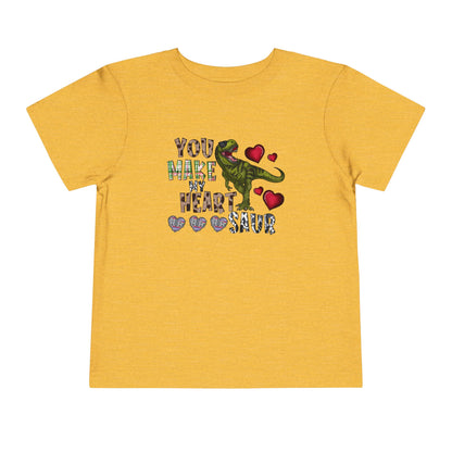 Toddler Tee — "You Make My Heart-Saur" Dinosaur Valentine Shirt