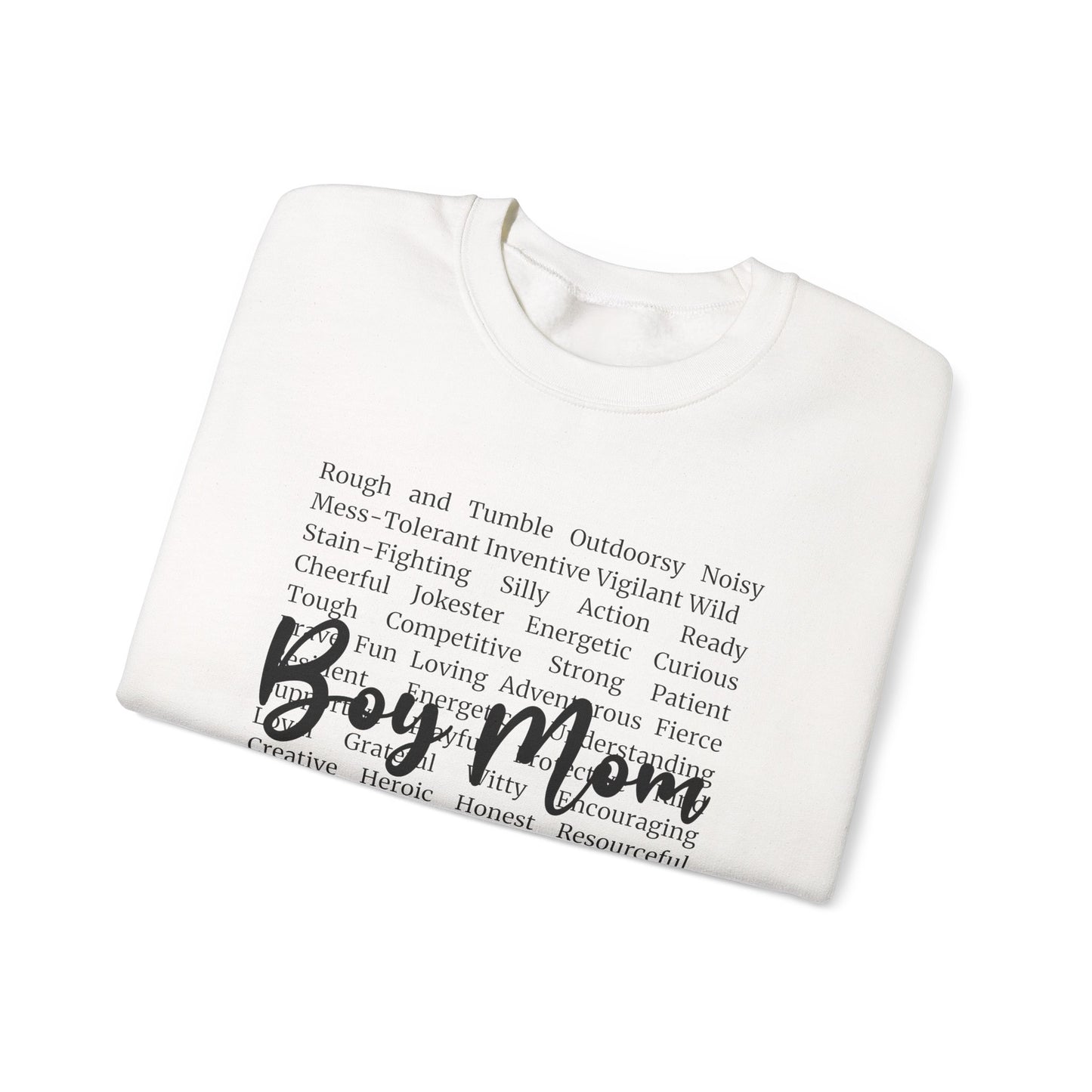 Boy Mom Crewneck Sweatshirt — Script Text Design for Proud Mothers
