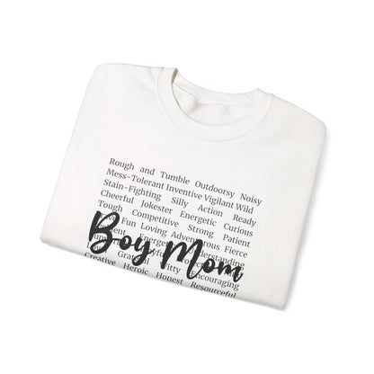 Boy Mom Crewneck Sweatshirt — Script Text Design for Proud Mothers