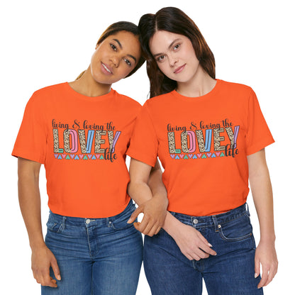 Living & Loving the LOVE Life T-Shirt — Colorful Leopard Print Hearts Tee