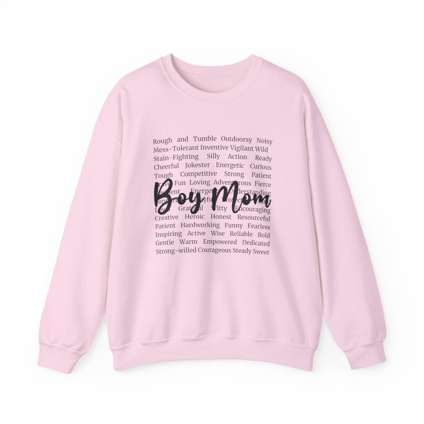 Boy Mom Crewneck Sweatshirt — Script Text Design for Proud Mothers