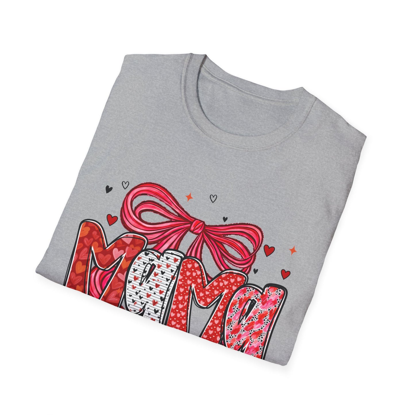 Mama Heart Graphic T-Shirt — Cute Floral ‘MAMA’ Design with Ribbon (Mother’s Day Gift)