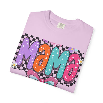 Mama Graphic T-Shirt — Colorful Retro Bow Design- COMFORT COLORS