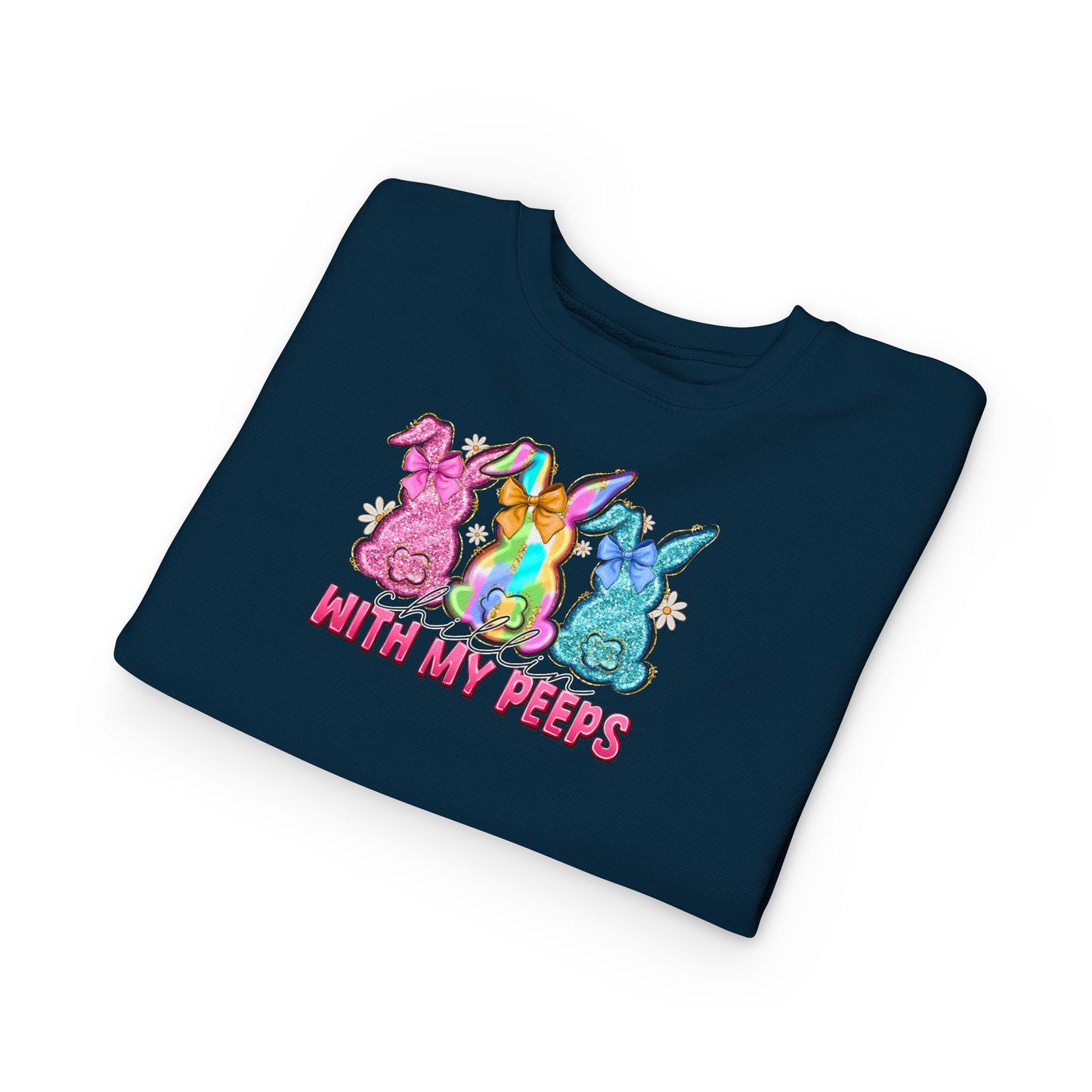Toddler Sweatshirt - "With My Peeps" Colorful Easter Bunny Crewneck