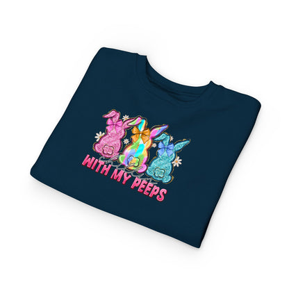 Toddler Sweatshirt - "With My Peeps" Colorful Easter Bunny Crewneck