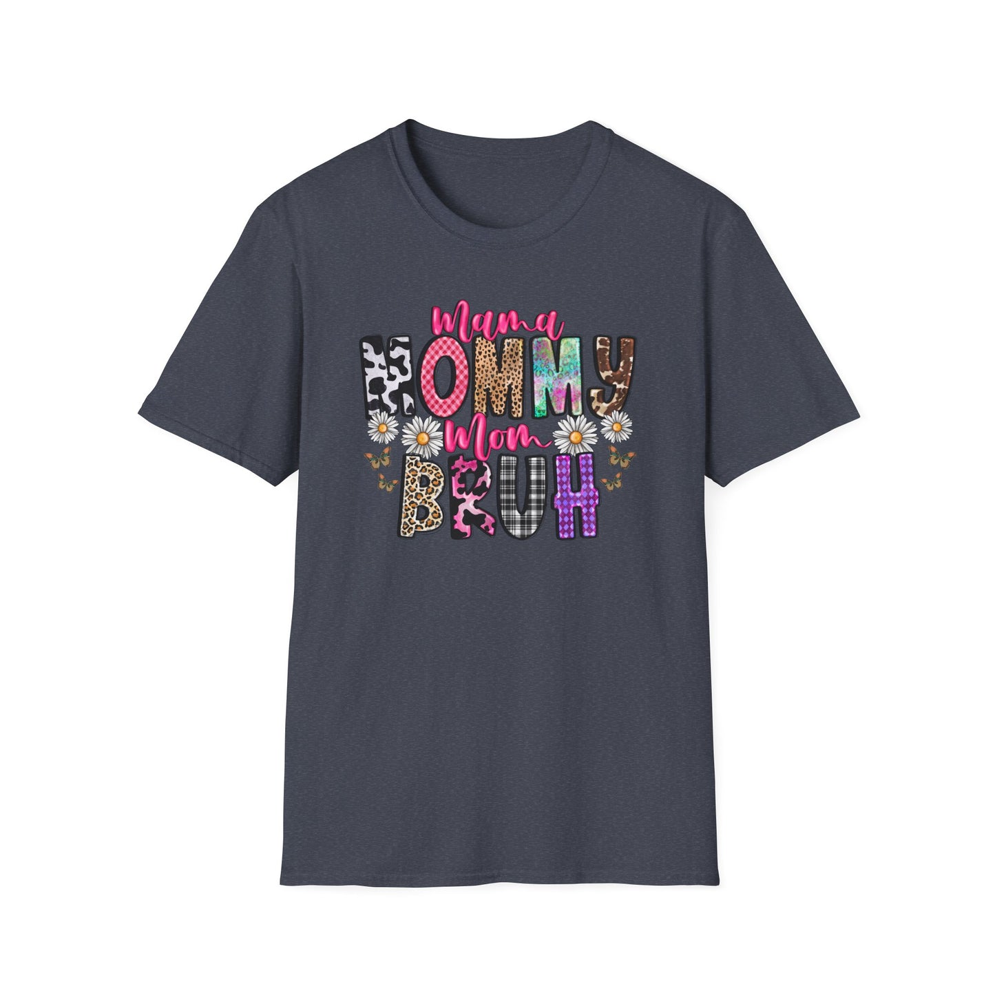Mommy Brűh Graphic T-Shirt — Colorful Leopard & Floral Mom Shirt