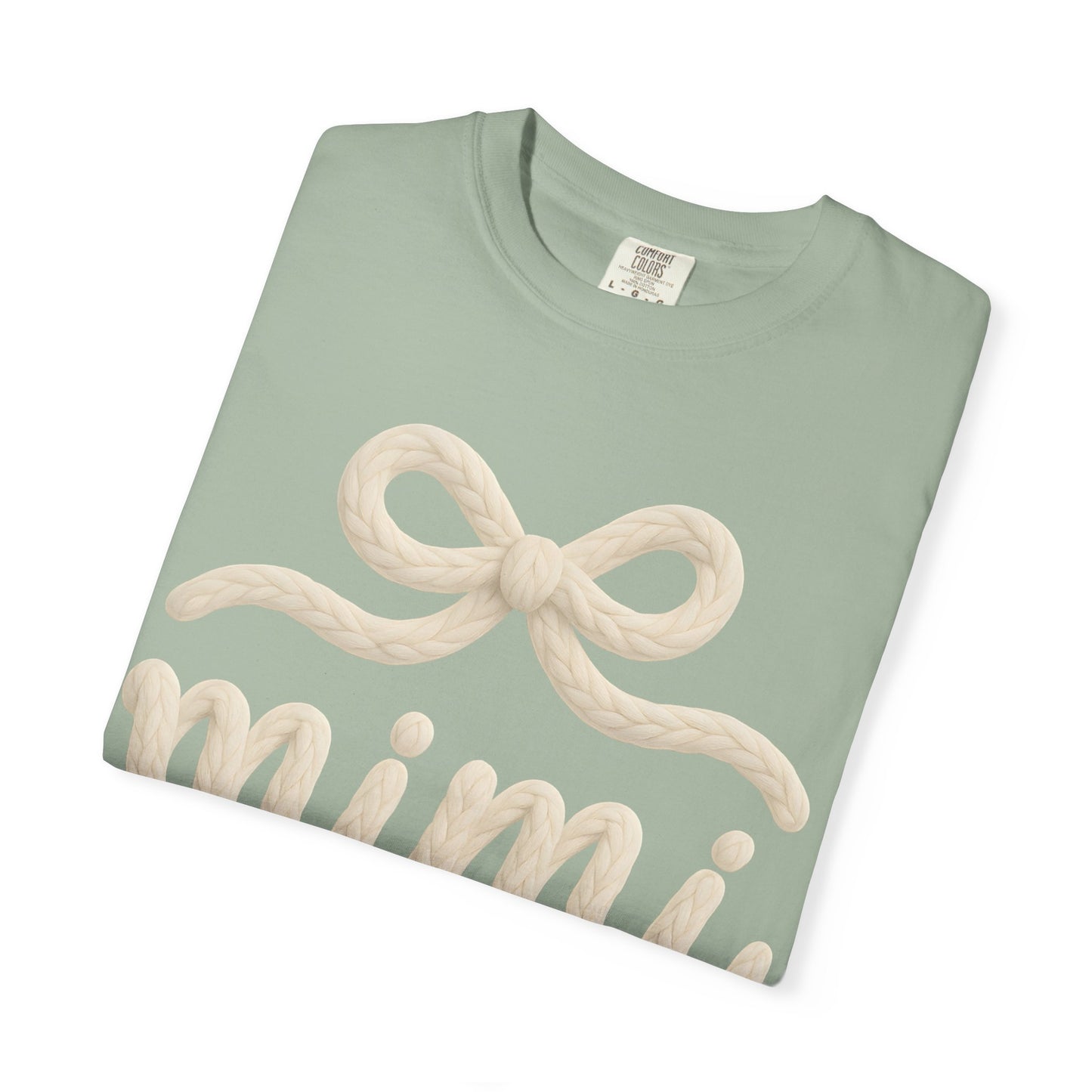 Mimi Bow Script T-Shirt — Soft Cream Knit Lettering Gift Tee