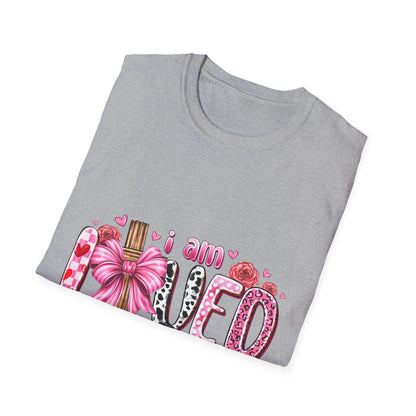 I Am Loved John 3:16 T-Shirt — Pink Floral Christian Faith Tee
