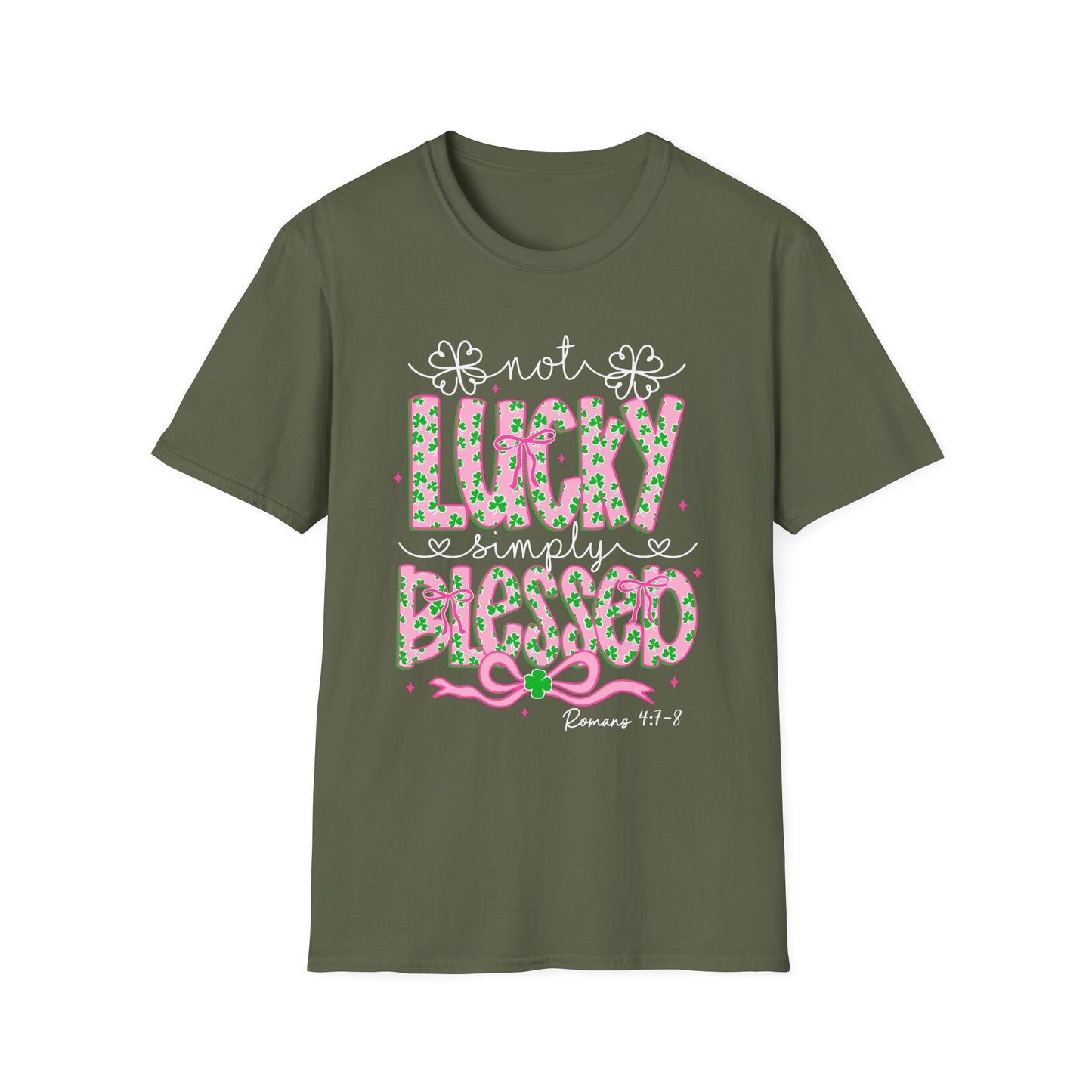 Lucky Simply Blessed T-Shirt — "Not Lucky, Simply Blessed" Christian St. Patrick's Tee