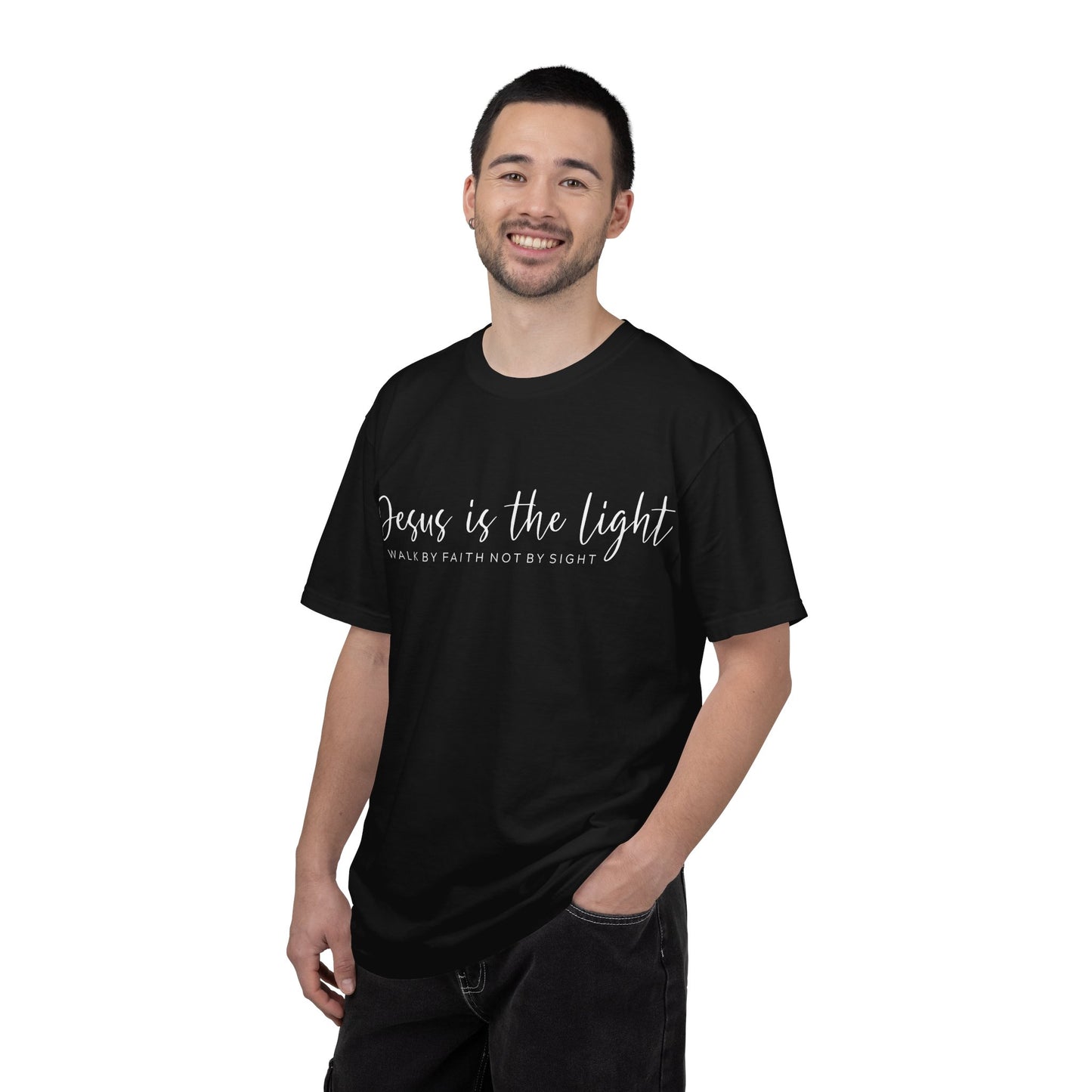 Jesus Is the Light T-Shirt — "Walk by Faith Not by Sight" Christian Tee- comfort colors