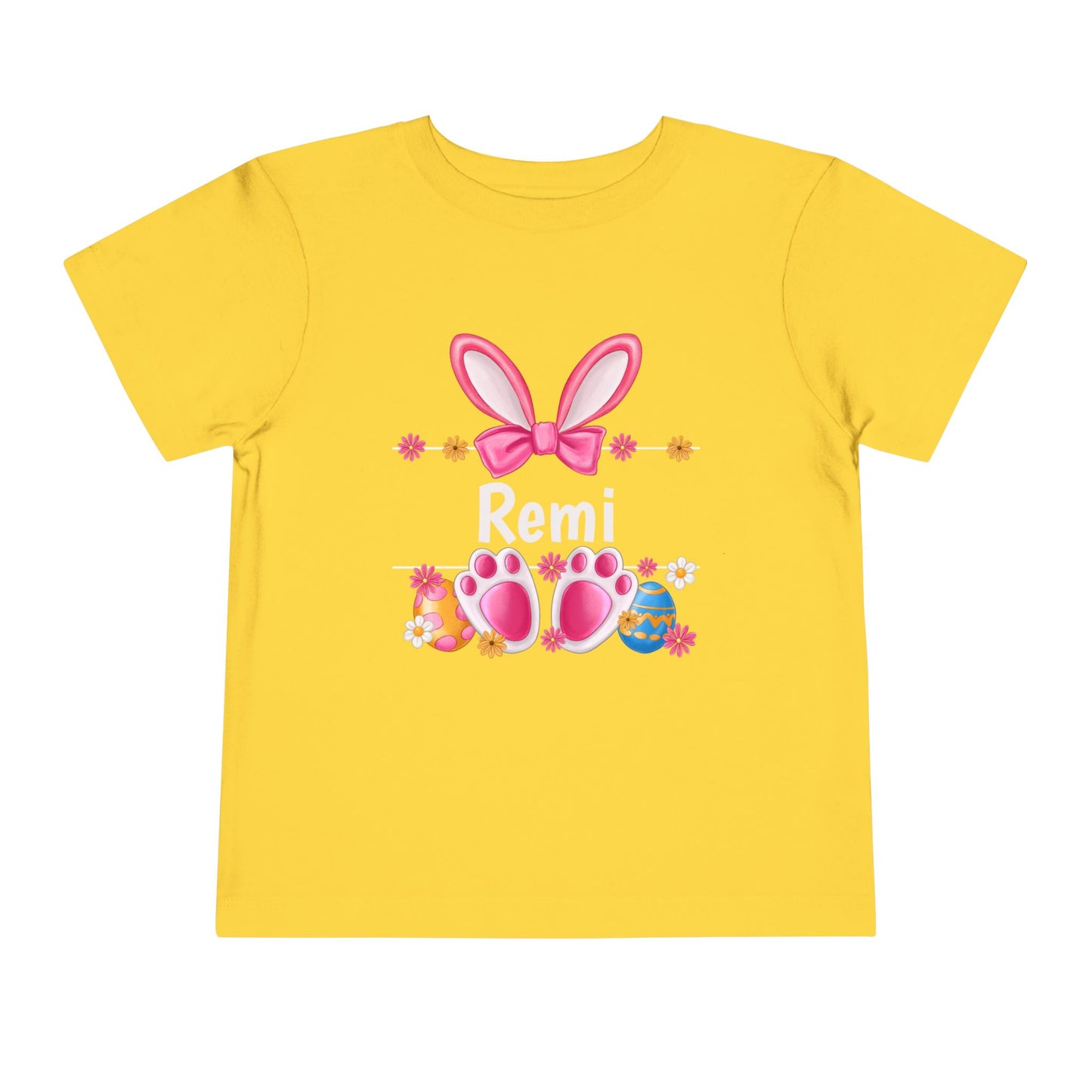 Easter Bunny Toddler Tee — Personalized Pink Bunny Ears & Paw Print Shirt