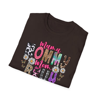 Mommy Brűh Graphic T-Shirt — Colorful Leopard & Floral Mom Shirt