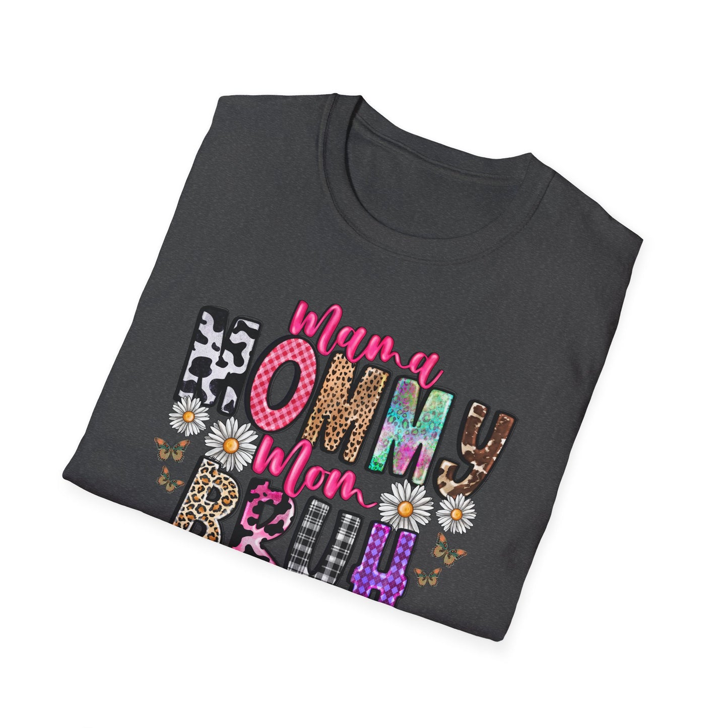 Mommy Brűh Graphic T-Shirt — Colorful Leopard & Floral Mom Shirt