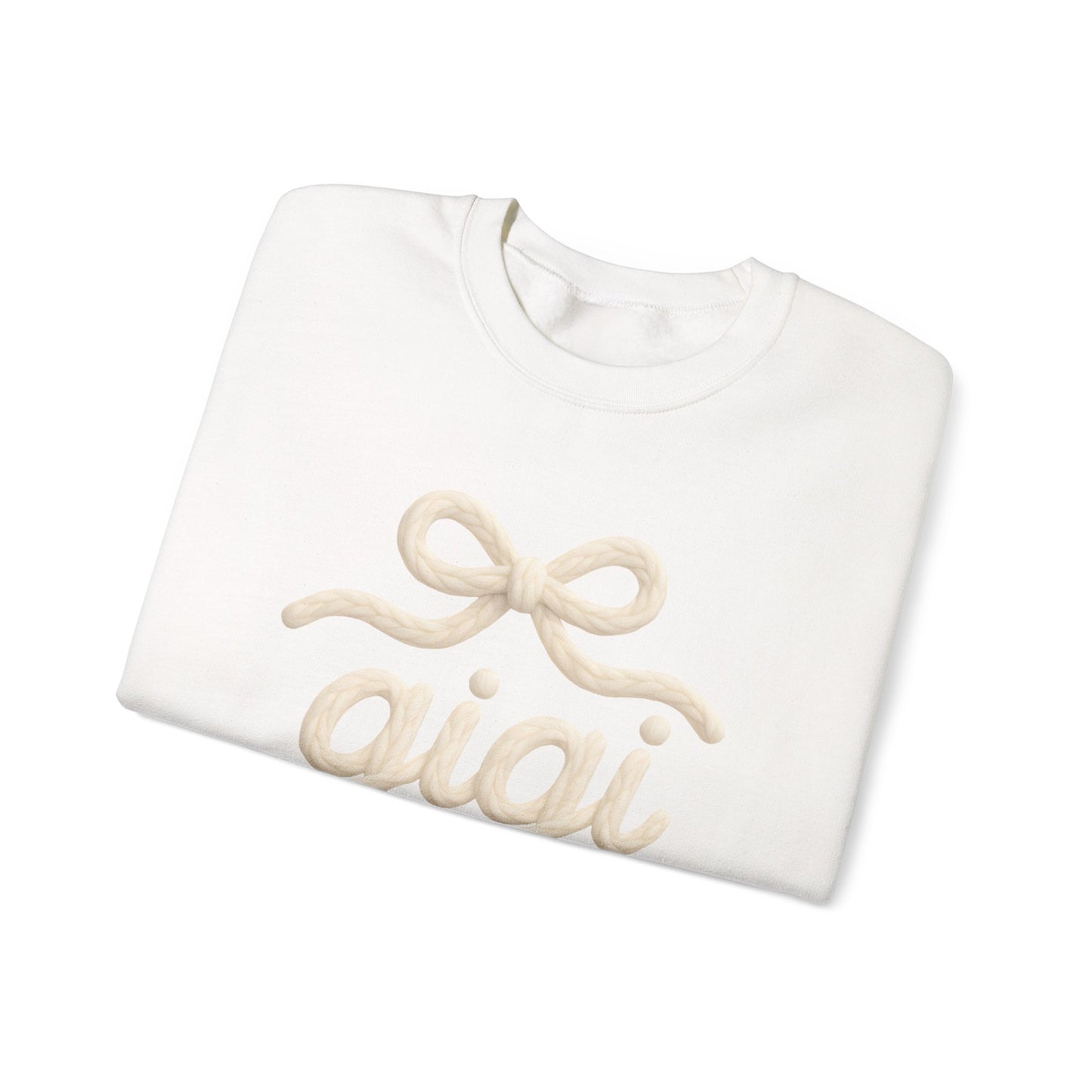 Gigi Cozy Crewneck Sweatshirt – Soft Script Bow Graphic