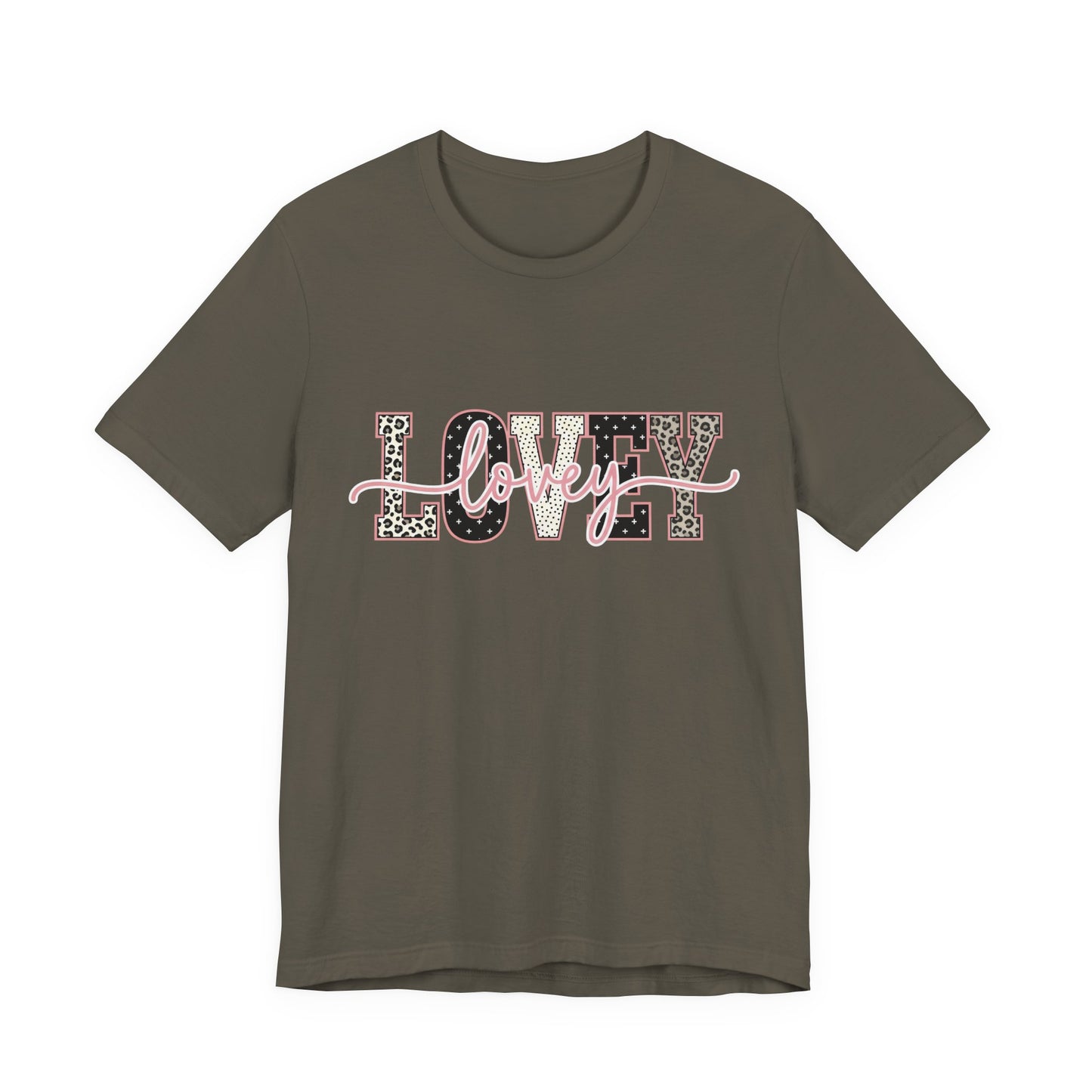 Lovey Mom T-Shirt — 'Lovely' Script Over 'MOM' Leopard Print Tee